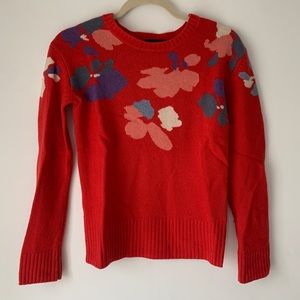 Marc Jacobs Red Wool Sweater w/ Floral Detail